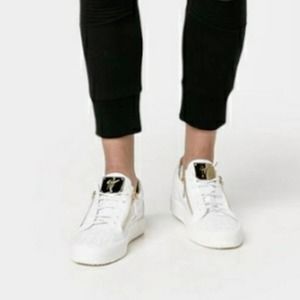 Giuseppe Zanotti Frankie White and Gold Sneaker 36 1/2 EY or 6.5 US